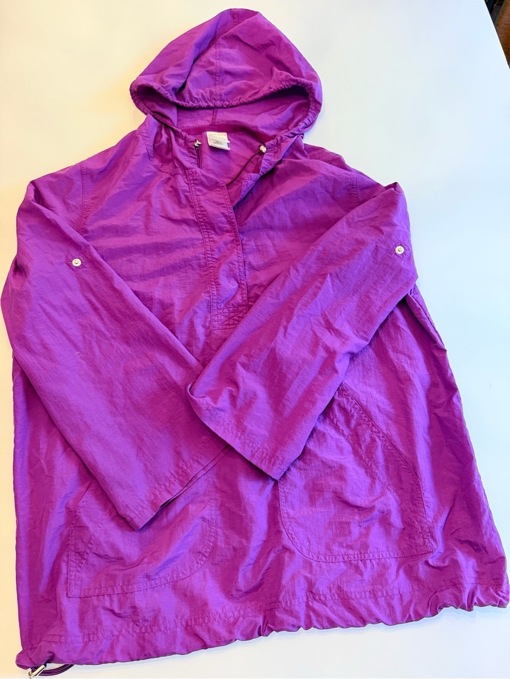 Vintage Purple Nylon Hooded Anorak Pullover Jacket 1X